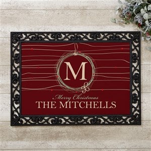 Personalized Winter Doormat - Holiday Wreath