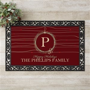 Holiday Wreath Personalized Doormat