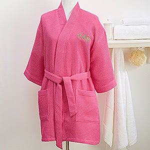 Plus Size Embroidered Pink Kimono Robe- Monogram