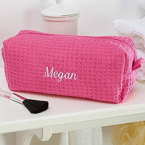 Embroidered Pink Make-up Bag- Name