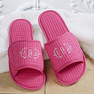 Embroidered Waffle Weave Spa Slippers- Monogram