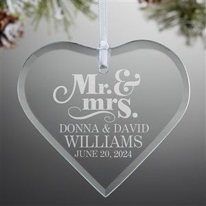 The Happy Couple Personalized Glass Heart Ornament