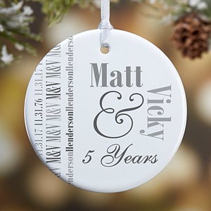 1-Sided Anniversary Memories Personalized Ornament