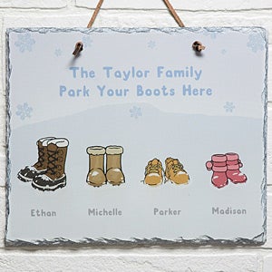 Warm Winter Wishes Personalized Slate Plaque