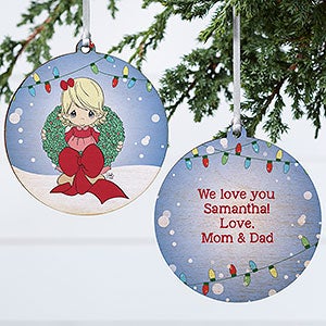 Precious Moments Wreath Personalized Wood Christmas Ornament