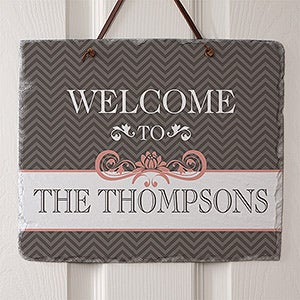 Classic Chevron Personalized Slate Plaque- No Photo