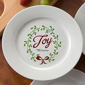 Joy Personalized Christmas Appetizer & Dessert Plate
