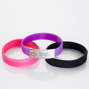 Personalized Girls Youth Silicone Medical Bracelet 4pc Set