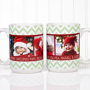 Personalized Photo Christmas Mug - Chevron - 15oz.