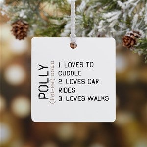 Definition of My Pet Personalized Square Photo Ornament