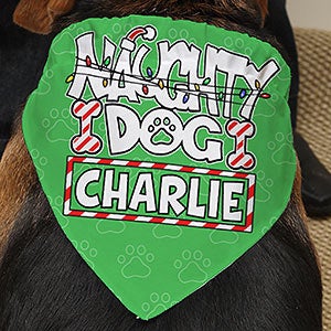 Personalized Christmas Dog Bandana - Naughty Dog