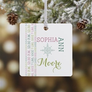 Darling Baby Personalized Square Photo Ornament- 2.75 Metal - 1 Sided