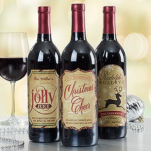 Very Merry Christmas Personalized Wine Bottle Labels