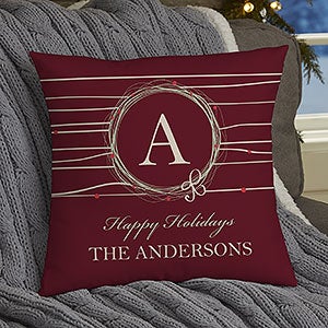 14 Personalized Throw Pillow - Holiday Wreath