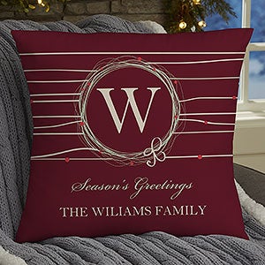 18 Holiday Wreath Personalized Throw Pillow