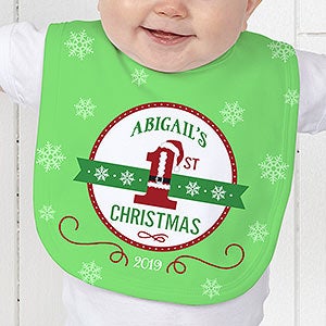 Personalized Santa Loves Me Baby Bib