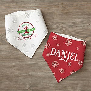 Personalized Santa Loves Me Bandana Bibs