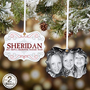 Family Swirl Photo 2-Sided Ornament