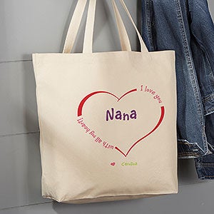 All Our Hearts Personalized Canvas Tote Bag - Large