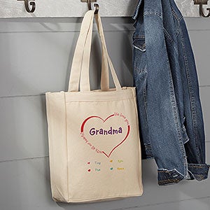 All Our Hearts Personalized Canvas Tote Bag - Small