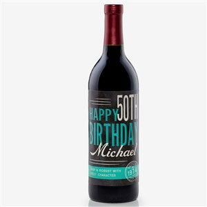 Personalized Birthday Wine Bottle Label - Vintage Age - 15177