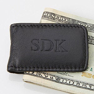 Leather Magnetic Personalized Monogram Money Clip