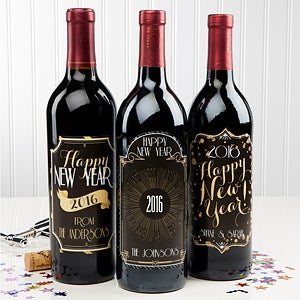 Happy New Year! Personalized Wine Bottle Label Set