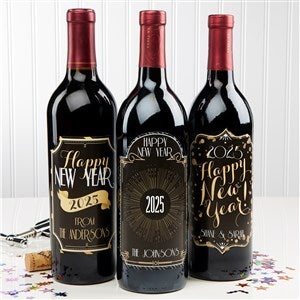 Personalized Happy New Year Wine Bottle Labels