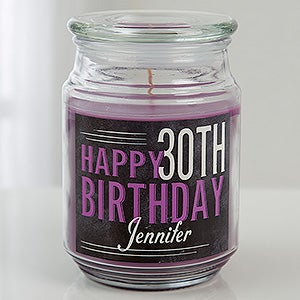 Vintage Birthday Personalized Scented Glass Candle Jar