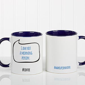 #hashtag Bubble Message Personalized Coffee Mug 11 oz.- Blue