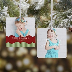 Classic Holiday Personalized Photo Ornament - 2 Sided Metal