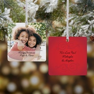 Photo Sentiments Personalized Square Ornament
