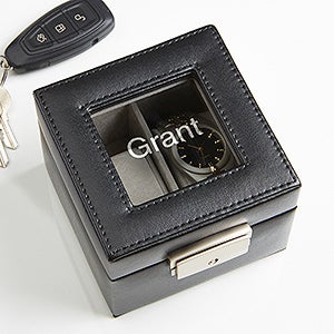 Leather 2 Slot Personalized Watch Box- Name