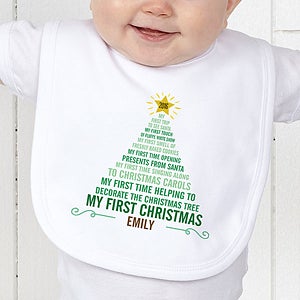 Baby's 1st Christmas Tree Personalized Bib