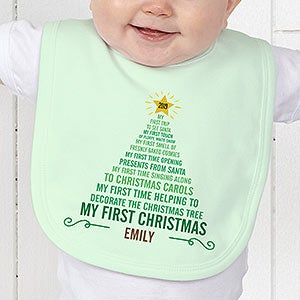 Personalized Baby's 1st Christmas Baby Bib