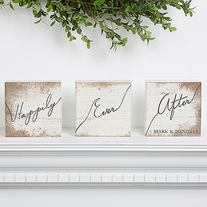 Personalized Romantic Shelf Blocks - Happily Ever After