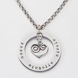 Personalized Heart Necklace - Circle Of Love