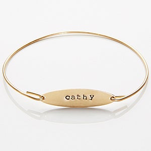 Gold Bangle Personalized Name Bracelet