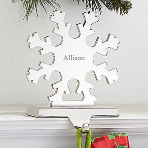 Engraved Nickel-Plate Stocking Holder - Snowflake