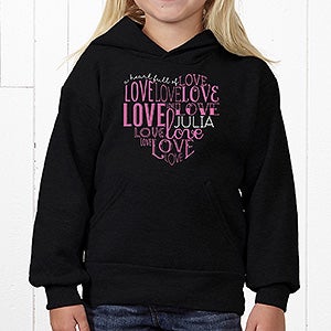 A Heart Full Of Love Personalized Apparel - Youth Hooded Sweatshirt - Youth X-Small (2/4) - Black