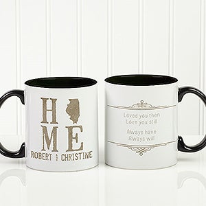 Personalized Romantic Coffee Mug - State Of Love - 11oz. With Black Handle