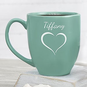 Valentine Cheer Personalized 16 oz Bistro Mug - Aqua