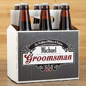 Groomsman Personalized Beer Bottle Carrier