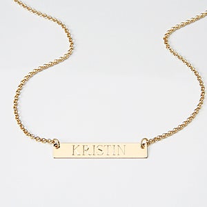 Gold Personalized Bar Necklace