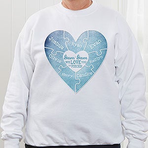We Love You To Pieces Personalized White Sweatshirt - Adult Large - White