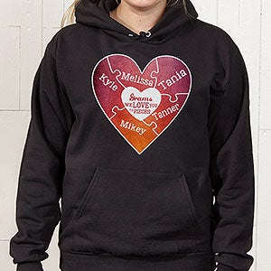 We Love You To Pieces Personalized Black Hooded Sweatshirt - Adult Large - Black