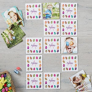 Personalized Easter Photo Memory Game - Colorful Eggs
