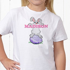 Personalized Easter Bunny Love Clothes - Youth T-Shirt - Youth Large (14-16) - Navy