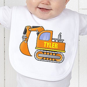 Construction Trucks Personalized Bib