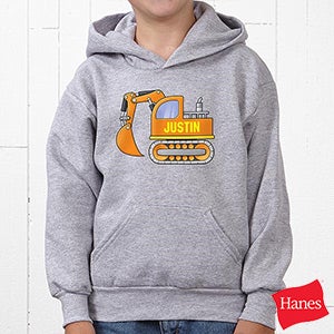 Construction Trucks Personalized Youth Hooded Sweatshirt